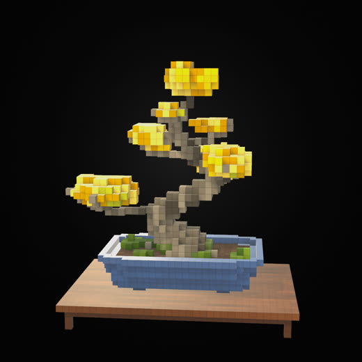 Voxel ginkgo bonsai
