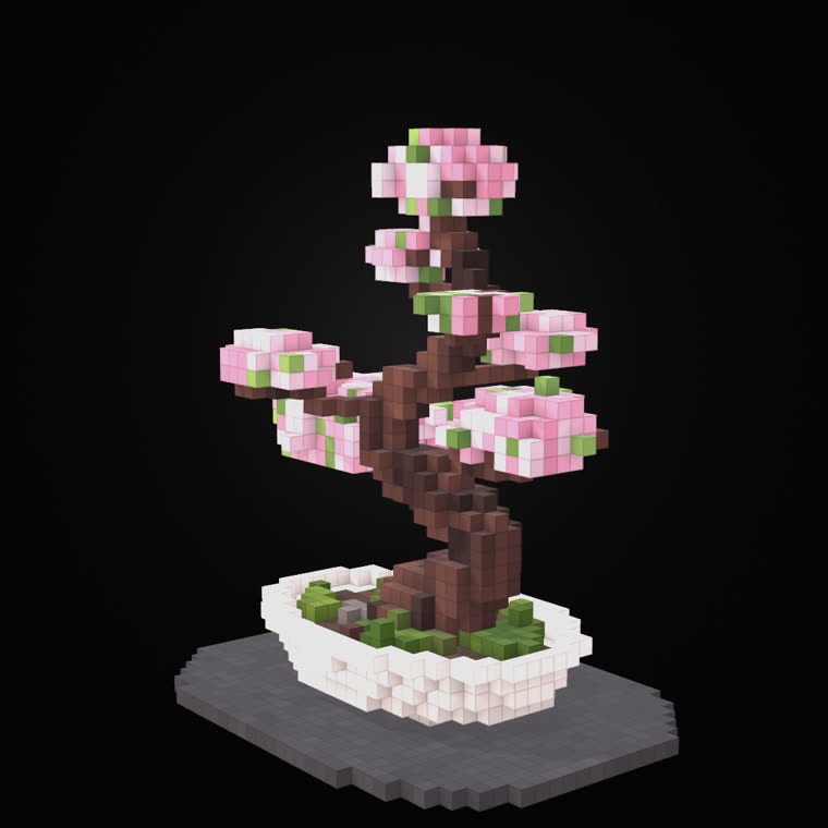 Voxel cherry blossom bonsai